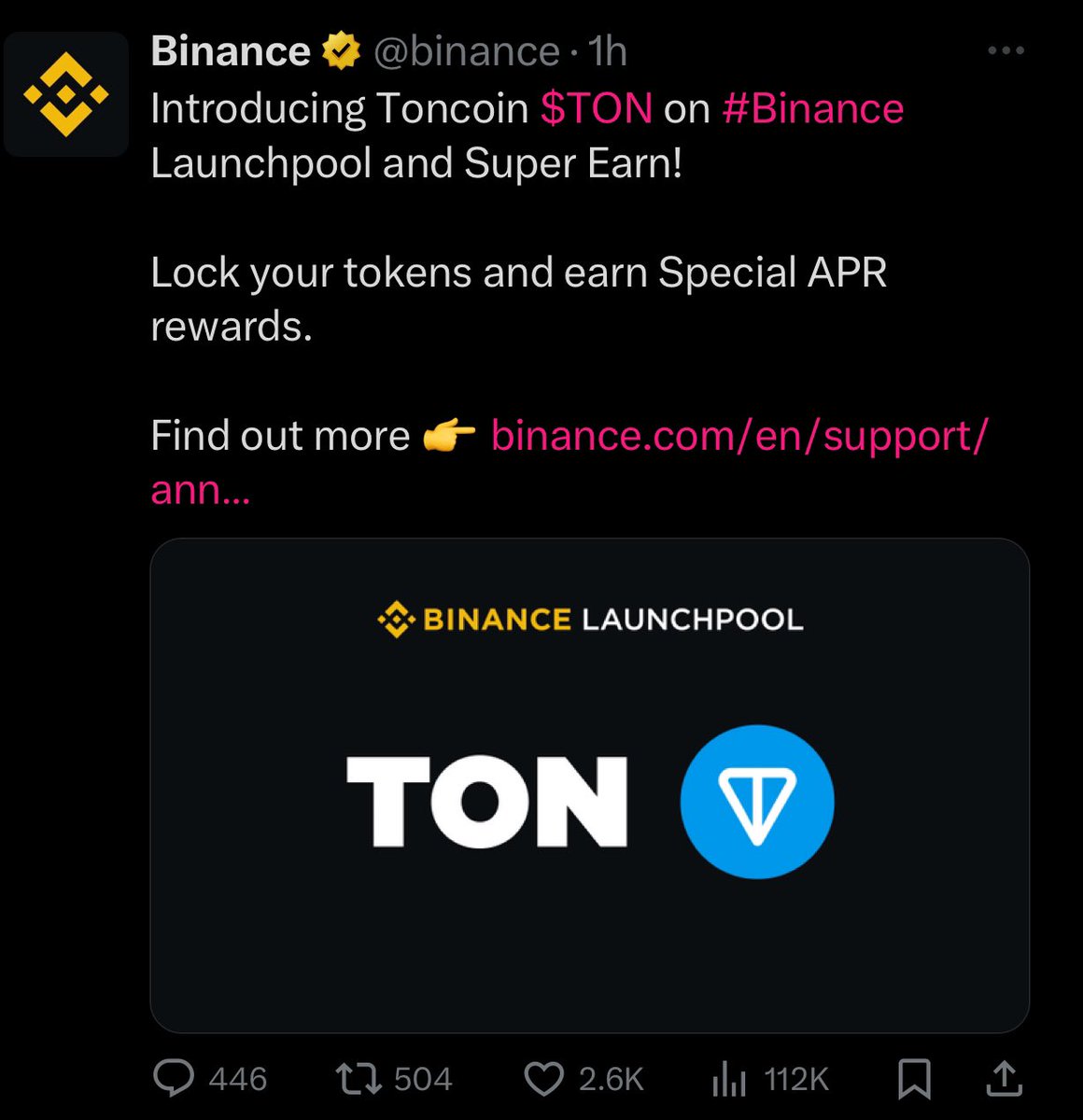 donutcoinco's tweet photo. Binance has launched $TON Launchpool, this could start many upcoming TON projects listed on Binance https://t.co/pUN4ugPI50
