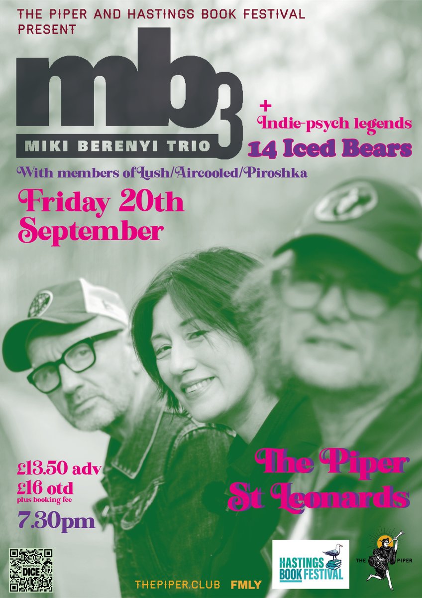 berenyi_miki's tweet image. We've got a gig at The Piper in St Leonards on Fri 20 Sept, and I'll be at Hastings Book Fest the following day for a book talk.

History note: the last time I played with 14 Iced Bears was 6th Oct 1989 in Brighton. THIRTY FIVE YEARS AGO🧓

Tix here: bit.ly/MB3Piper