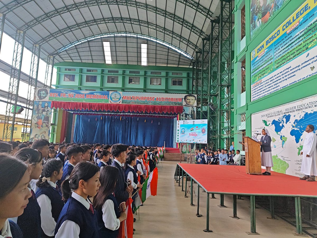 NSS_DBCM's tweet photo. Observation of Har Ghar Tiranga 2024 at Don Bosco College (A) Maram by NSS . NSS volunteers delivered the significance and key highlights of the movement in the assembly followed by the pledge ceremony by all the students. @duheGOM, @_NSSIndia @NSS_2_DBCM @nss_rdguwahati https://t.co/rvjDuBtgTn