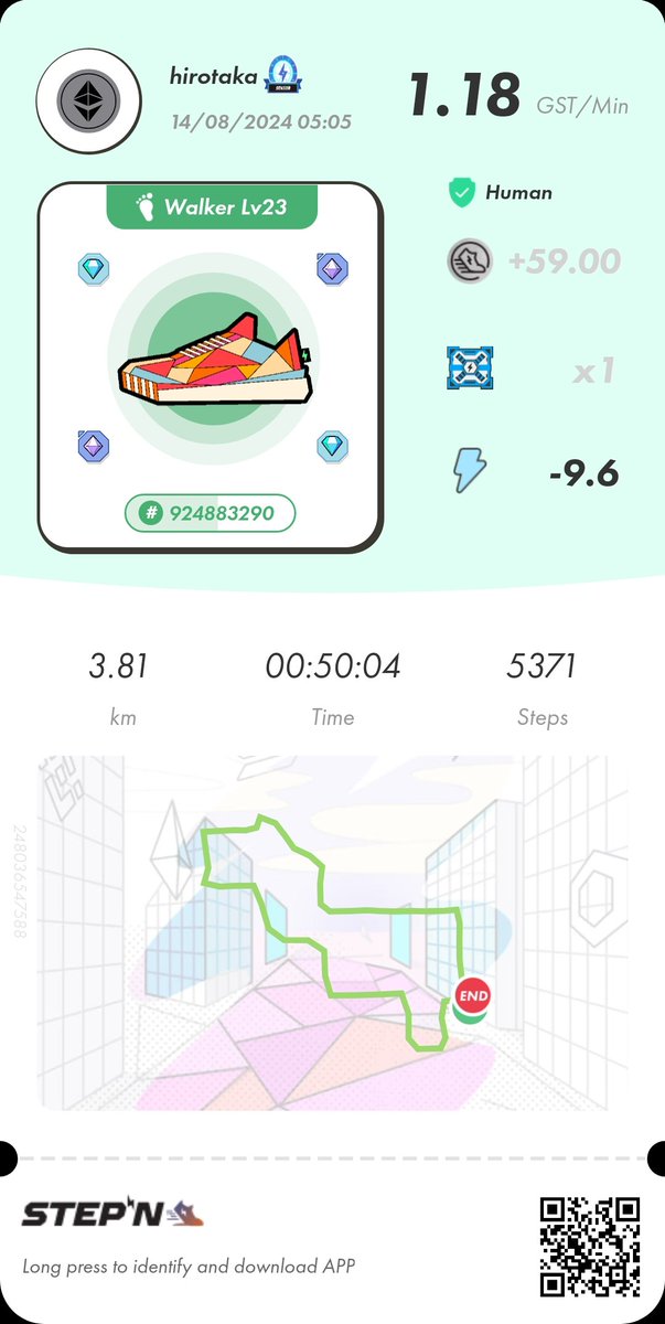 #STEPN #ProofOfSTEPN 
朝活記録