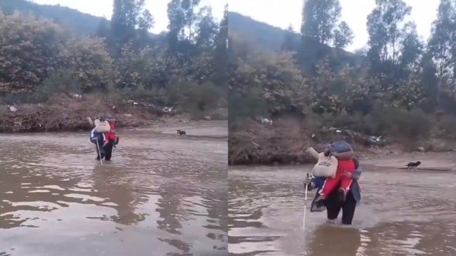 Cooperativa's tweet image. #CooperativaContigo Padre con discapacidad visual cruza el Marga Marga para llevar a sus hijos al colegio tinyurl.com/279ao666