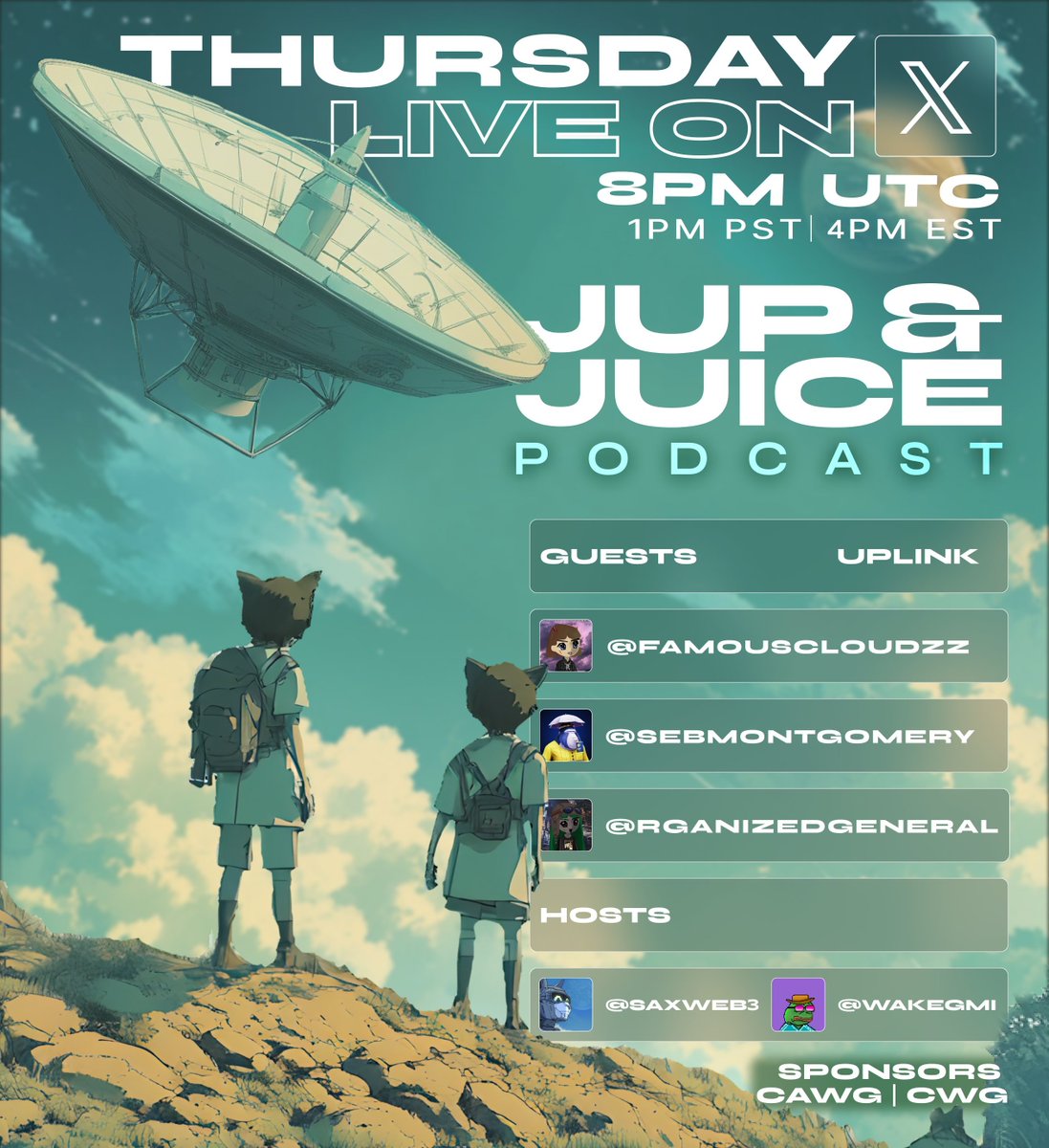 JUP &amp; JUICE Thursday's🪐🧃

Tune in at 8pm UTC with <a href="/SAXweb3/">S A 𝕏 | JUP AND JUICE 🧃</a> &amp; <a href="/wakegmi/">wake | JUP AND JUICE 🧃</a> as they host the Uplink working group🌐