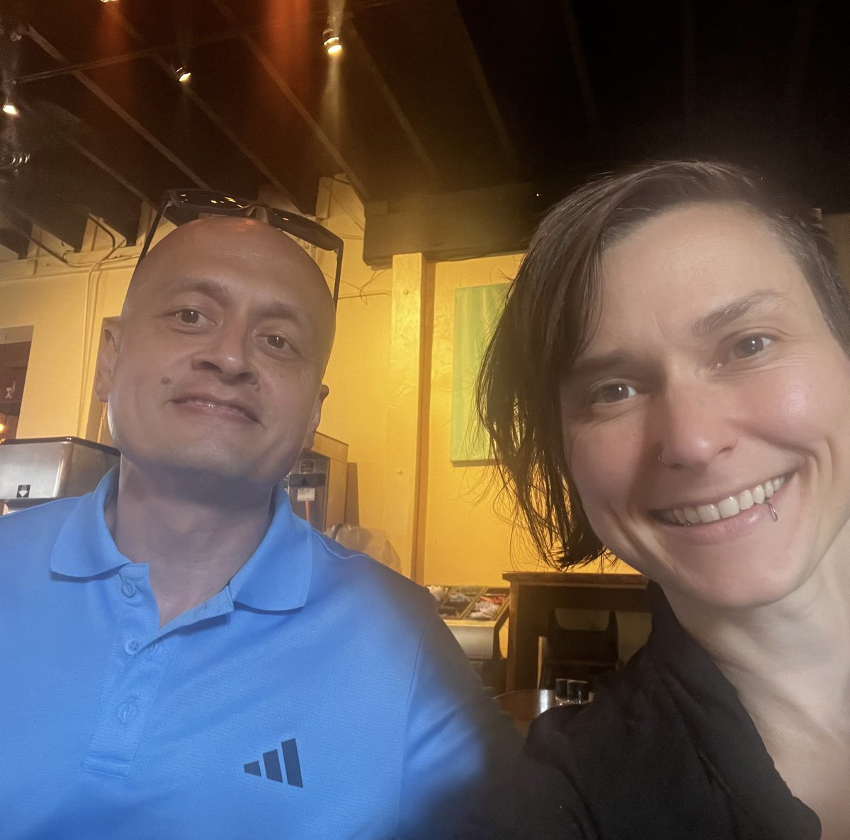 keribla's tweet photo. The first time I met Michael Tracy I was interviewing him in prison. That was in 2019, and he expected to do a lot more time. 

This week, I met him again - we had lunch in free world. (He tried hummus for the 1st time.) He’s been home 2 weeks - much sooner than expected. https://t.co/oVCWOMkeC9