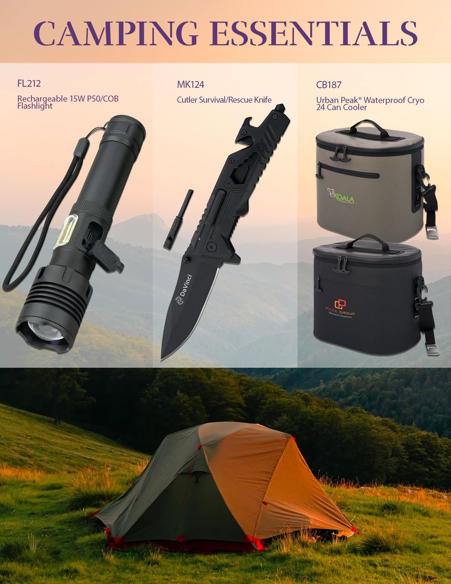 StarlineTalks's tweet image. 👀 Looking for *pitch* ⛺️👌 perfect camping gear? 😉 

👉 Starline’s got you covered with fresh ✨NEW✨ items… 🔥 hot off our Holiday Best launch! 🚀 

#PromotionalProductsSupplier #NewProductLaunch #NewProductDrop #Flashlight #RechargeableFlashlight #CampingKnife #SurvivalKnife