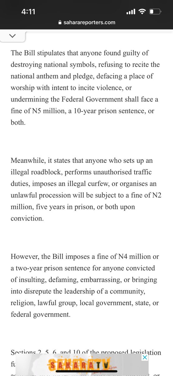 MikaelCBernard's tweet image. While we were dragging SA, Tinubu began passing a new law.

The bill prescribes 10 years in prison + 5million fine for anyone who refuses to sing national anthem.

It also prescribes 5 years for anyone who protests.

And finally 2 years in prison for anyone who insults Tinubu