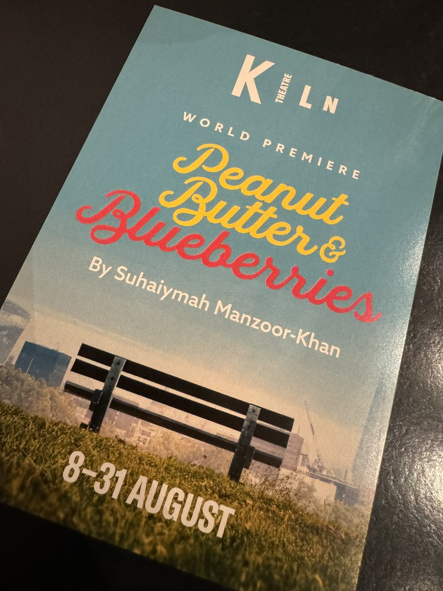 Really enjoyed seeing Peanut Butter &amp; Blueberries at Kiln tonight - what a great new play. Really cleverly written, funny, perceptive piece about life as young northern/midlands Muslims, uprooted to London, and juggling faith, study, expectation, and modern Britain. Fab cast too.