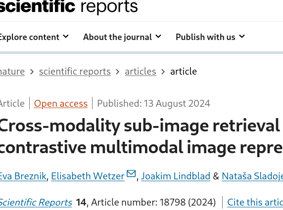 joakim_lindblad's tweet photo. 📢 Paper is out: Superior Multimodal CBIR through contrastive learning #OpenAccess #opensource #MIDAgroup @CBA_UU, go try it https://t.co/vz6oyJCjZU https://t.co/lRXTNZO02R