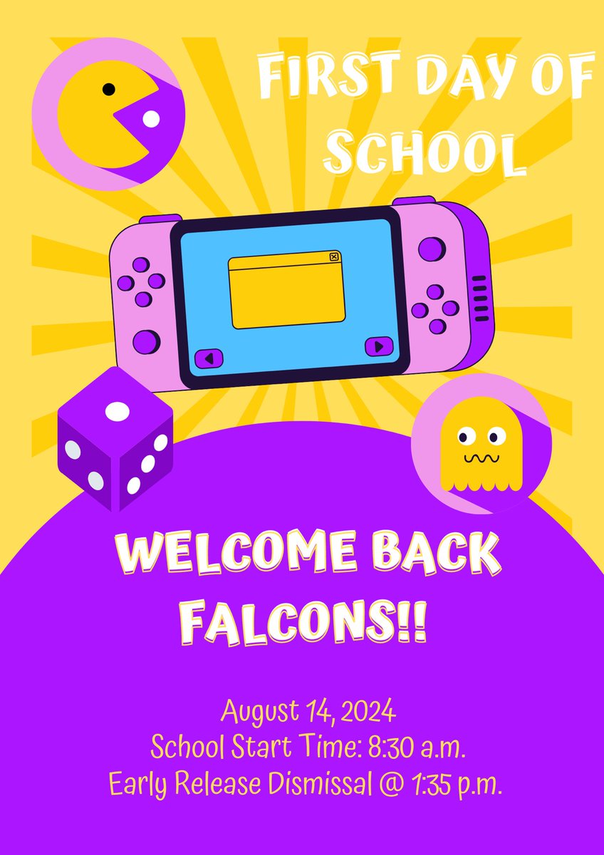 We’ll see you tomorrow for the first day of school 💜💛  #gameonfalcons