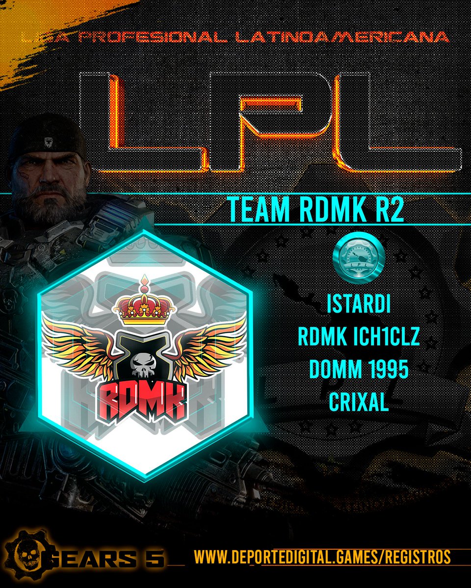 Deporte Digital 01 (@deportedigitalh) on Twitter photo LPL 16T ONLINE EQUIPOS REGISTRADOS
☢️TEAM RDMK R2
☢️<a href="/TeamRDMK/">Team RDMK</a>
<a href="/XboxStudio/">Xbox Studio</a>
<a href="/GearsEsports/">Gears Esports</a>
<a href="/GearsLATAM/">GearsLATAM</a>
<a href="/XboxMexico/">Xbox México</a>
<a href="/XboxGamePass/">Xbox Game Pass</a>
<a href="/GearsofWarGG/">*Comunidad Gears Of War*</a> LPL 16T ONLINE EQUIPOS REGISTRADOS
☢️TEAM RDMK R2
☢️<a href="/TeamRDMK/">Team RDMK</a>
<a href="/XboxStudio/">Xbox Studio</a>
<a href="/GearsEsports/">Gears Esports</a>
<a href="/GearsLATAM/">GearsLATAM</a>
<a href="/XboxMexico/">Xbox México</a>
<a href="/XboxGamePass/">Xbox Game Pass</a>
<a href="/GearsofWarGG/">*Comunidad Gears Of War*</a>