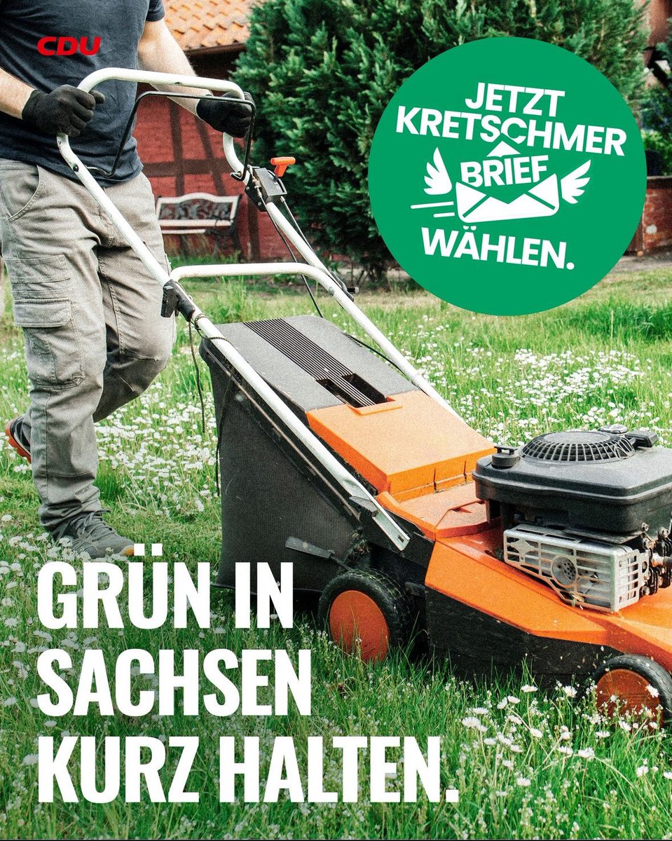 Kleines NiveauLimbo der <a href="/cdusachsen/">CDU Sachsen</a> drüben bei Insta.

Aber mal ehrlich, wenn man bei der Hitze das Grüne kurz hält, dann nimmt man in Kauf, das alles braun wird.