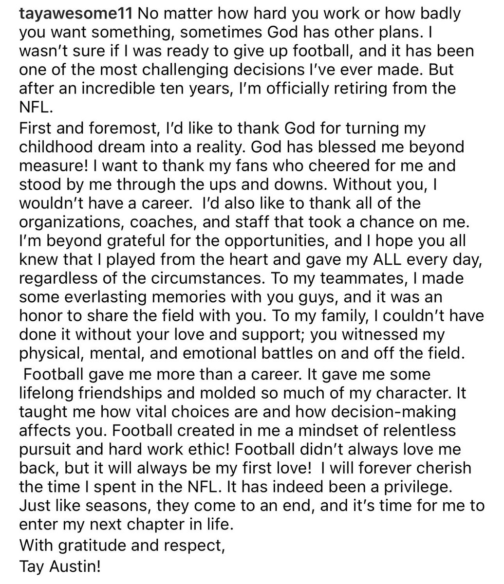 jasrifootball's tweet image. BREAKING: Tavon Austin has announced that he is retiring from the #NFL