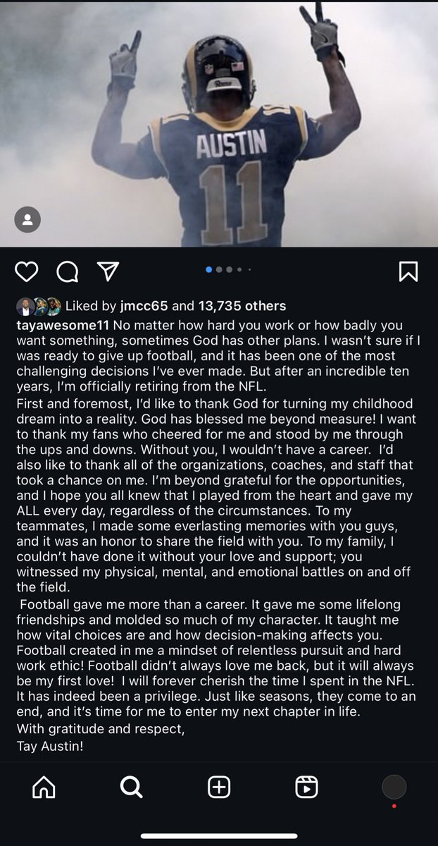 Former #Rams WR and West Virginia star Tavon Austin is retiring from the NFL. One of the most electric college football players of all time.