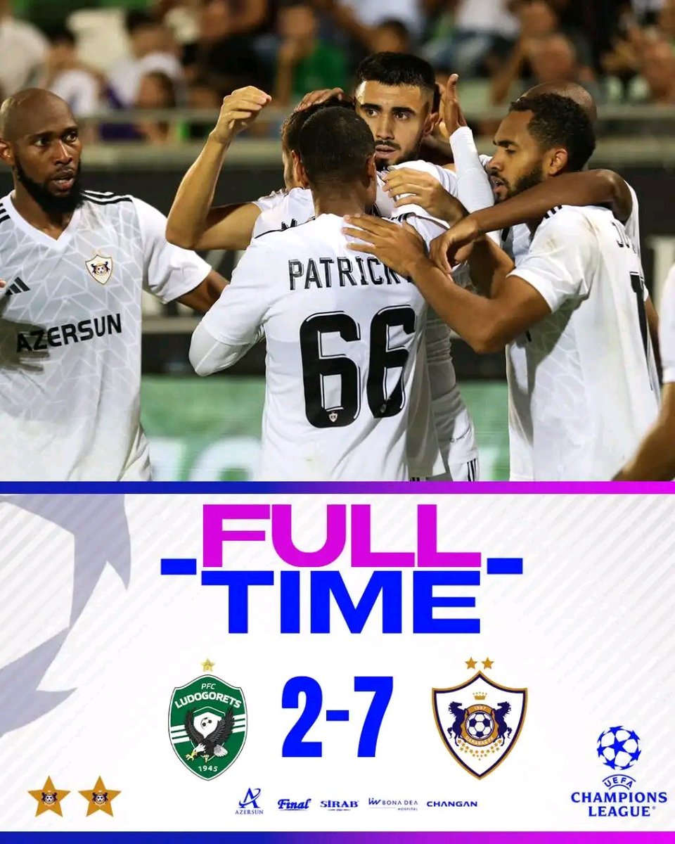 FKQarabaghEN's tweet photo. FT: #LudogoretsQarabag 2️⃣-7️⃣

#UCL 👏👏👏 https://t.co/Vnd3ABbc4J