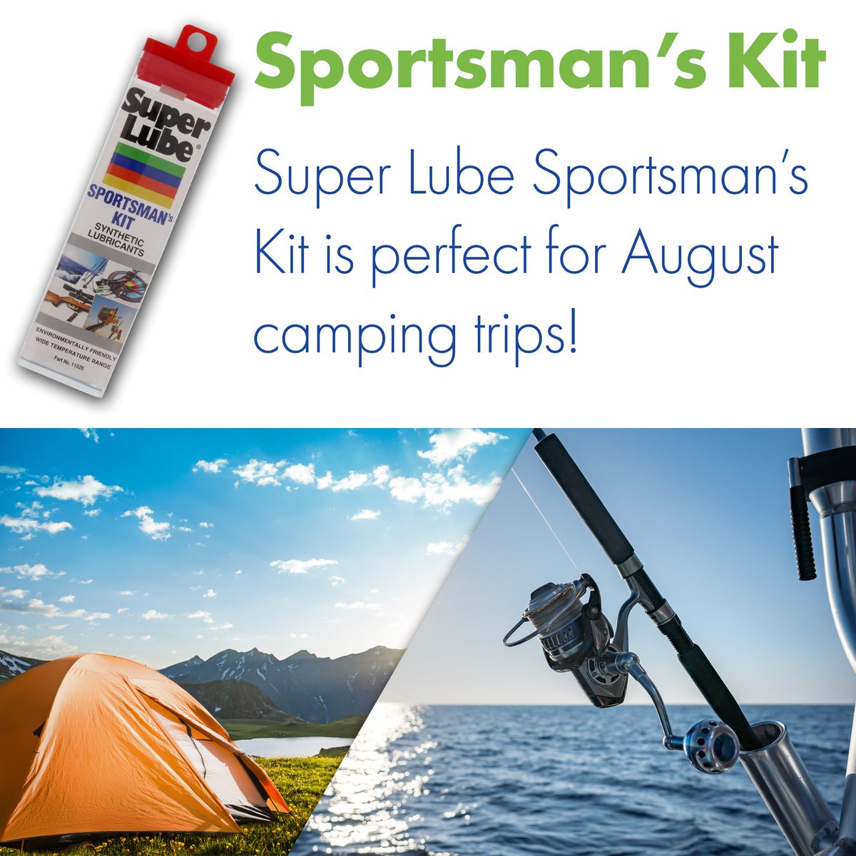 Super Lube® Sportsman's Kit is perfect for August camping trips! Learn more about this item at super-lube.com/sportsman-kit!

#SuperLube #SportingGoods #Vacation #Outdoors #Camping #Grease #Oil