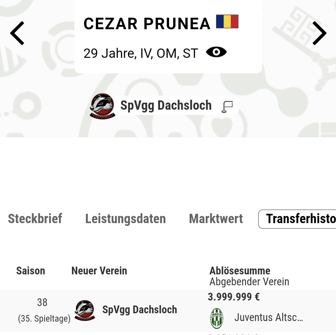 +++ Prunea ins Dachsloch +++
Als Ersatz für Ißleib kommt Prunea ins Dachsloch. Cezar soll mithelfen den Dachs wieder in Liga 3 zu führen 💪
#nurderDachs🦡🇸🇿