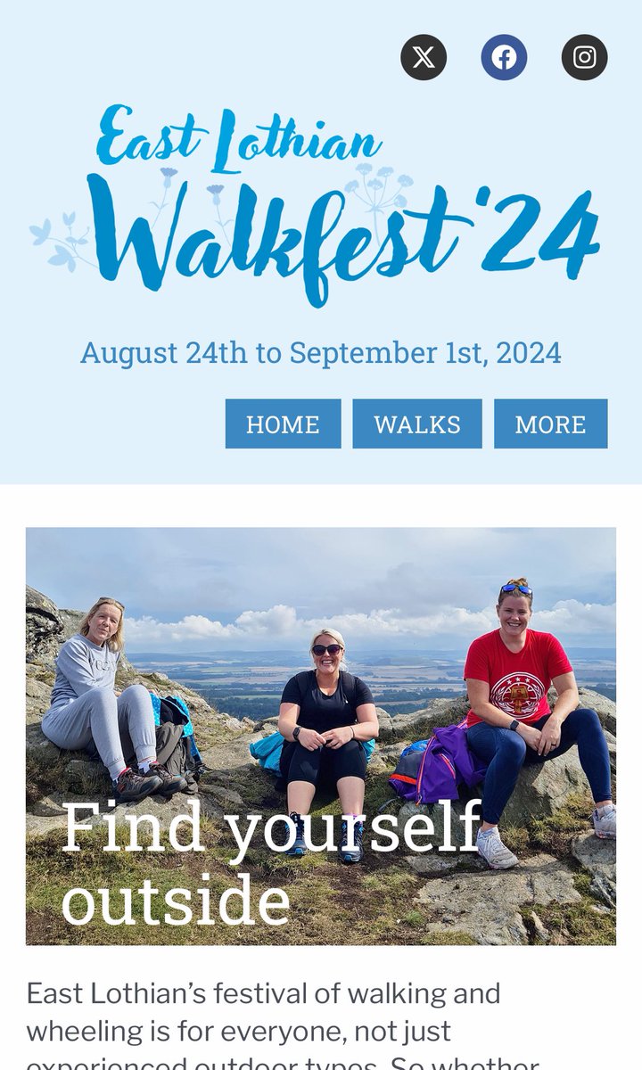 Are you new to walking? Do you want to walk a bit further? Do you want to learn while you walk or get out with the family? 

There is something for everyone during East Lothian Walking Festival with over 40 walks  Aug 24 - 1st Sept - why not sign up? 

walkfest.org.uk