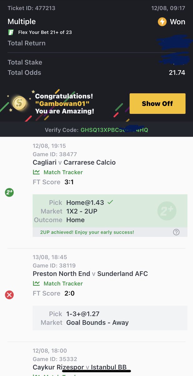 GamboWan2's tweet photo. @NnaGlobal Boss I flex by 2 …21 odds home but low stakes…all the way from Ghana…thanks 🙏🙏🙏…Sporty go die this season https://t.co/xXZzwxA0y2