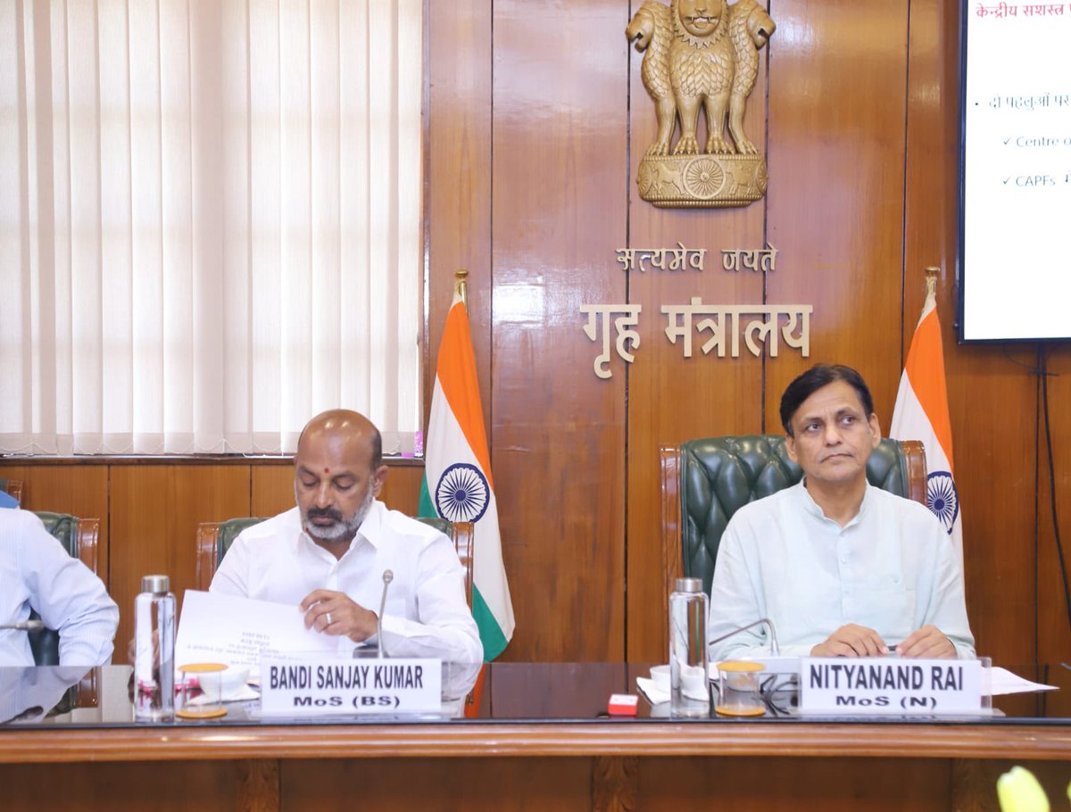 Attended the Central Armed Police Forces (CAPFs) review meeting along with Hon’ble MoS Shri <a href="/nityanandraibjp/">Nityanand Rai</a> Ji. Under the leadership of Hon’ble Union Home Minister Shri <a href="/AmitShah/">Amit Shah</a> Ji, our forces are performing exceptionally well in safeguarding the nation. Proud of the