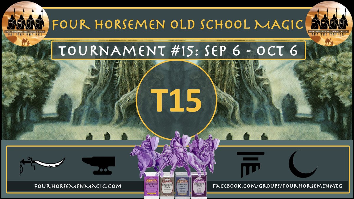 fourhorsemenmtg's tweet photo. Join Us for Some Old School Magic in 4HM T15, a free online web camera event that runs Sep 6 - Oct with fantastic free prizes!
Details at https://t.co/jb12EfCrYA
#oldschoolmtg #oldschoolmagic #osmtg #mtgoldschool #mtgvintage #vintagemtg #mtg #magicthegathering #wotc #mtgaddict https://t.co/zAshSLyXbR