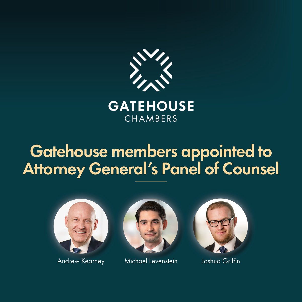 We're delighted to report that Andrew Kearney, Michael Levenstein and Joshua Griffin have been appointed to the Attorney General’s Panel of Counsel 👏