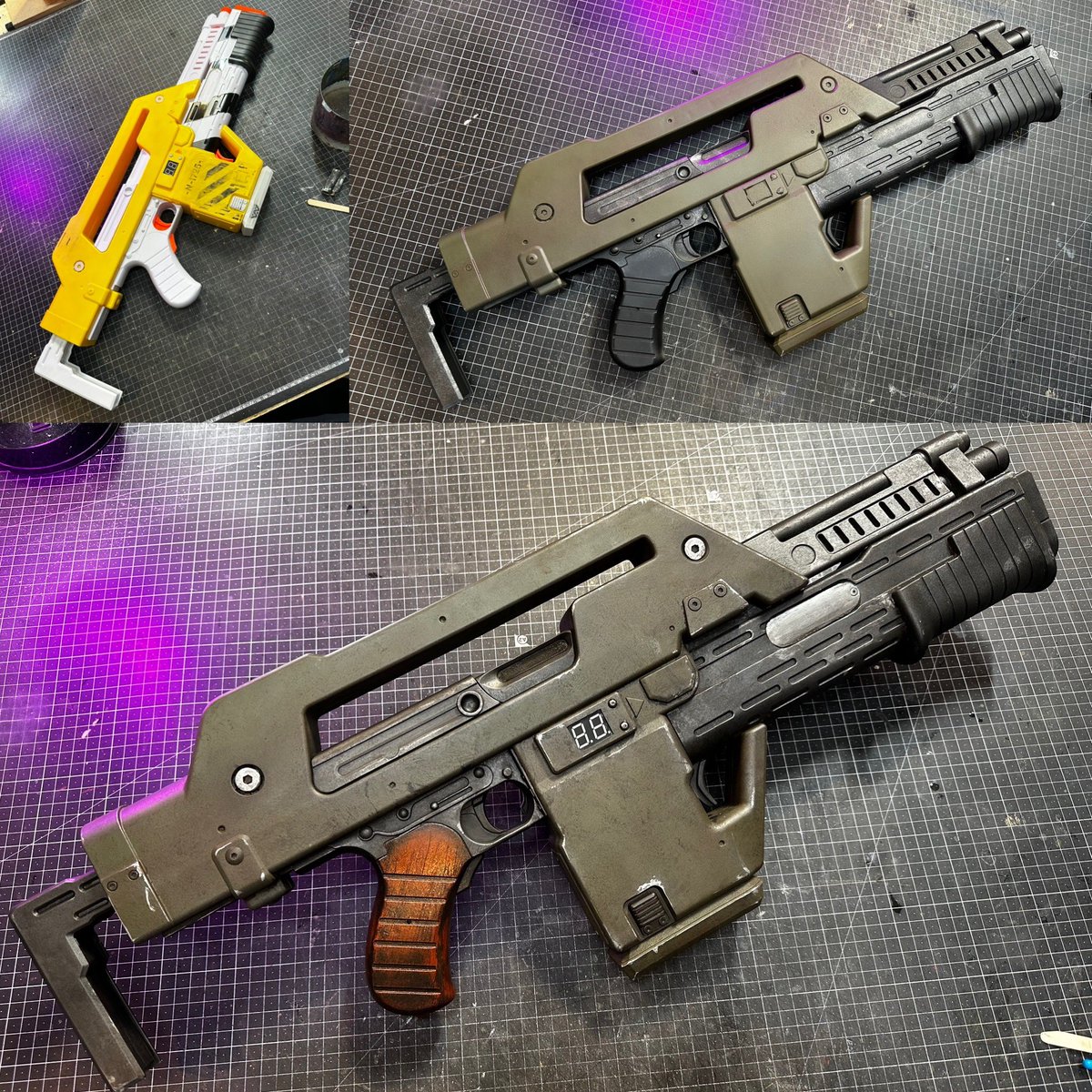 SKSProps's tweet image. Nerf Repaint Fake Prop - This was a fun side project to go along with my USCM foam armor set. Step by step walkthrough of the Aliens Nerf repaint coming soon 
YouTube.com/sksprops

#AlienRomulus #nerfmod