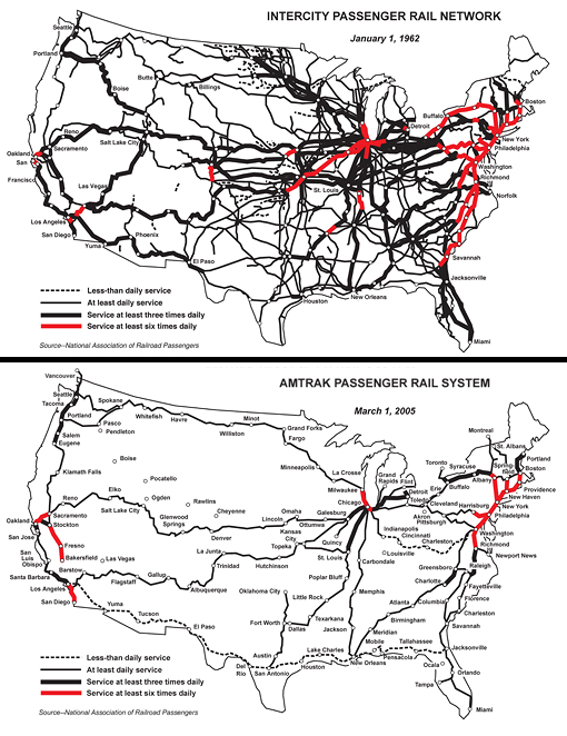 Comparing the U.S. Passenger Rail Network 1962 vs. 2005
