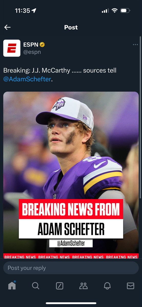 CSchmidtNews's tweet image. .@ESPN had that tweet template ready to go and jumped the gun a little bit.
Why can’t us Vikes fans have nice things?