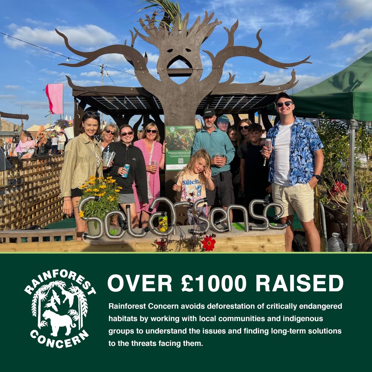 We’re thrilled that we raised over £1000 for <a href="/rainforestconce/">Rainforest Concern</a> at Valley Fest by charging festival-goers’ phones with our solar-powered tree. 

Thank-you to all who contributed, helping to protect threatened natural habitats and the plants, animals &amp; communities that rely on them