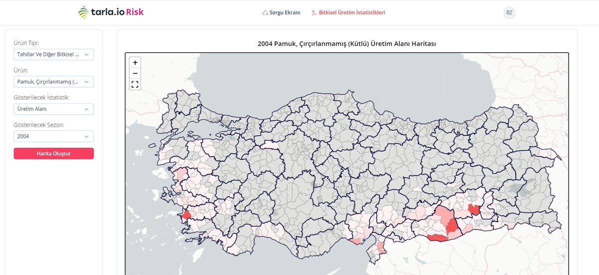tarlaio's tweet image. tarla.io da 20 yıllık üretim alanları verisine bir örnek pamuk ekim alanlarındaki değişim verilebilir. 20 yıl önce pamuk Şanlıurfa ve Diyarbakır da bugünkü kadar popüler değilmiş. 

#veri #dijitaltarım #planlama