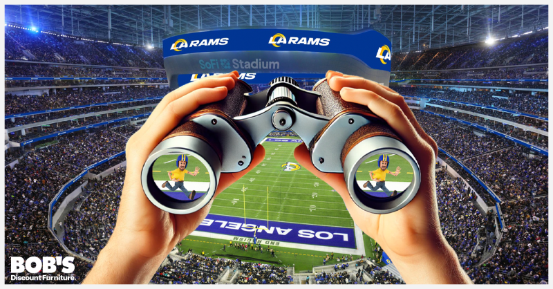 RamsNFL's tweet photo. If you were at the #RamsHouse on Sunday, you can see yourself on our Fancam! 👀

🔍 Plus, find @MyBobs in the crowd for a chance to win the ultimate Fancave!