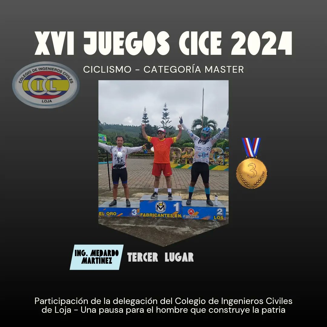 cicloja's tweet photo. El Directorio del CICL Felicita por tu destacada participación a la delegación que nos representó en los XVI Juegos Deportivos nacionales de los Ingenieros civiles CICE 2024 desarrollado en Machala Provincia de El Oro https://t.co/c64xrblsst