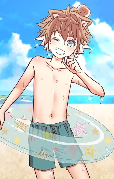 #新しいプロフィール画像オオカミの日が終わって今日8月14日は水泳の日!水着の僕だよーっ! 