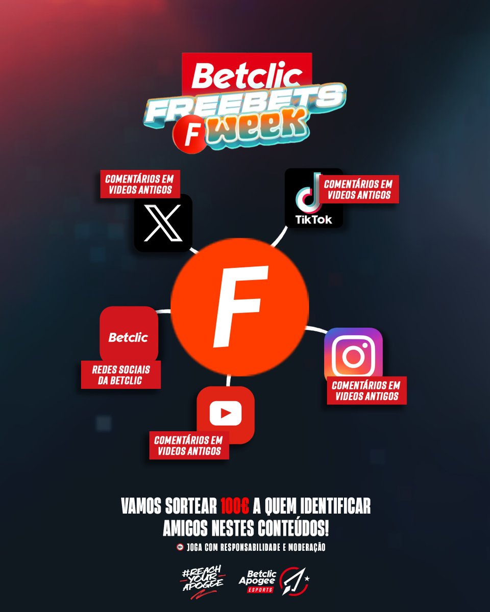🚨 É semana de 𝗙𝗥𝗘𝗘𝗕𝗘𝗧𝗦!
Até Domingo, encontra os códigos pelas nossas redes sociais e habilita-te a ser um dos sortudos. 🤞

Quantos mais RT's mais Freebets! Só depende de ti 🙌

Aumenta as tuas hipóteses e passa também nas redes da <a href="/BetclicPortugal/">Betclic Portugal 🔞</a> 🤝 Boa sorte!