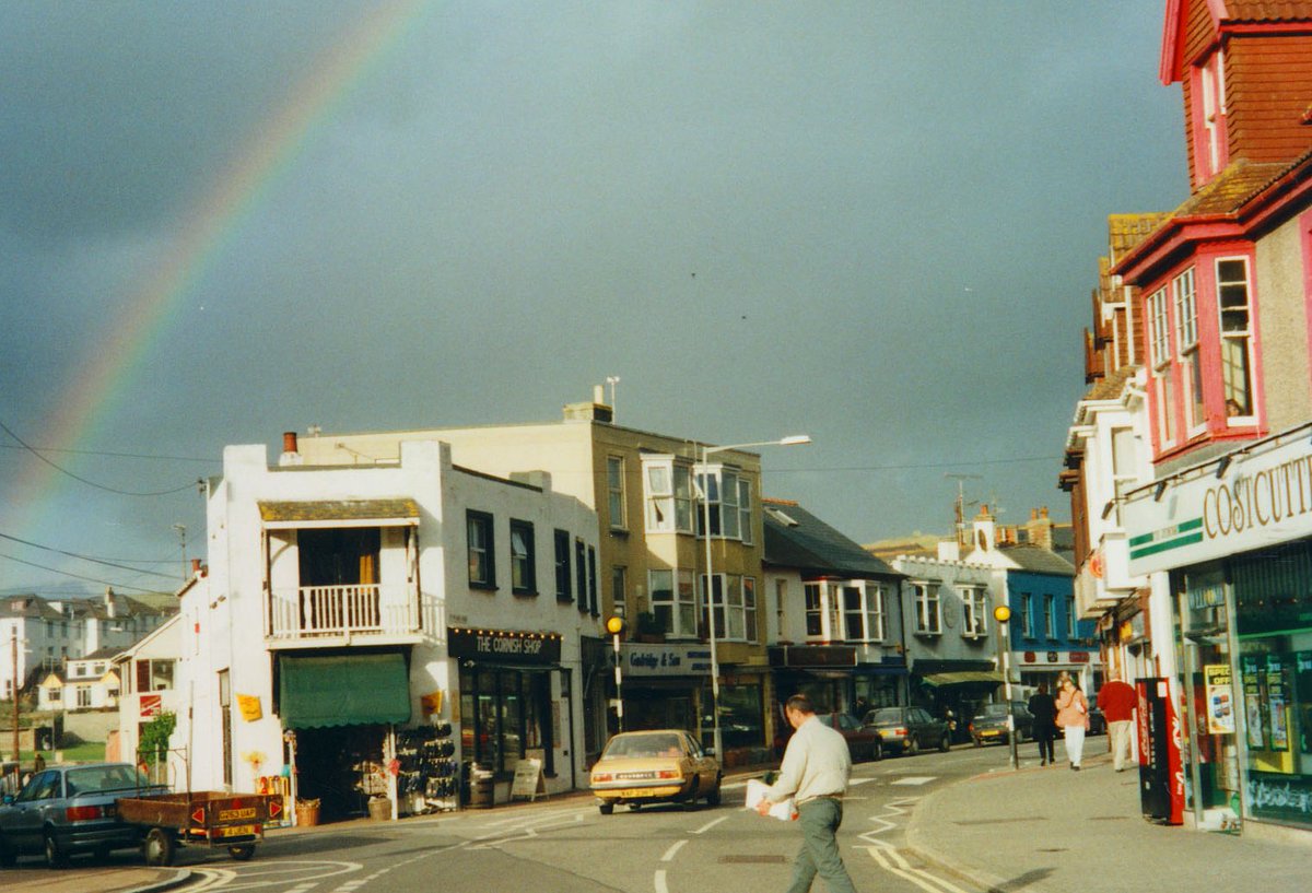 Perranzabuloe's tweet photo. The changing face of the local high street. A snapshot of shopping in Perranporth in the 1990s. Known for its many independent and family businesses how many of these can you remember? https://t.co/GizngSMdpP