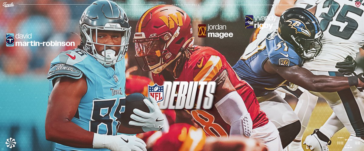 Temple Football (@temple_fb) on Twitter photo Owls in the <a href="/NFL/">NFL</a> 😤
Shoutout to our guys for making their preseason debuts this past weekend 👏
<a href="/DMR717_/">DMR 🗡️</a> <a href="/Magee11Jordan/">Jordan Magee</a> <a href="/yvandyrigby131/">Yvandy Rigby</a>
#TempleTUFF Owls in the <a href="/NFL/">NFL</a> 😤
Shoutout to our guys for making their preseason debuts this past weekend 👏
<a href="/DMR717_/">DMR 🗡️</a> <a href="/Magee11Jordan/">Jordan Magee</a> <a href="/yvandyrigby131/">Yvandy Rigby</a>
#TempleTUFF