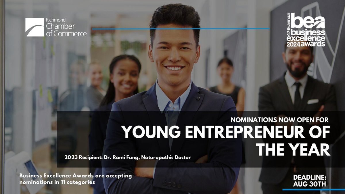 Hey Richmond! We're seeking nominations for the Young Entrepreneur of the Year, along with 10 other categories.

Nominate an entrepreneur under the age of 40 who exemplifies leadership, vision, and business excellence: richmondbea.awardify.io/nominate-now

#bea2024