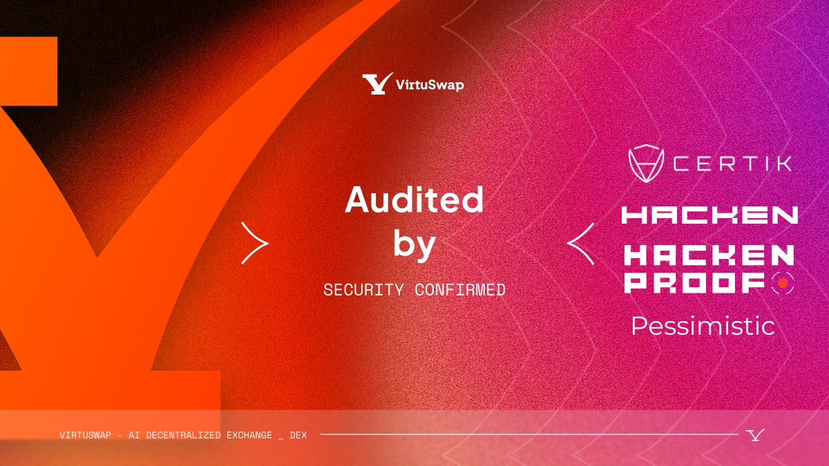 Your assets deserve the best protection! 🔒

VirtuSwap's security has been confirmed by 4 top-tier audits:

☑️ <a href="/CertiK/">CertiK</a> #1 and #2
☑️ <a href="/hackenclub/">Hacken🇺🇦</a> 
☑️ <a href="/pessimistic_io/">Pessimistic Security</a> 

Don't wait – join VirtuSwap #AI-powered DEX today! 🚀
