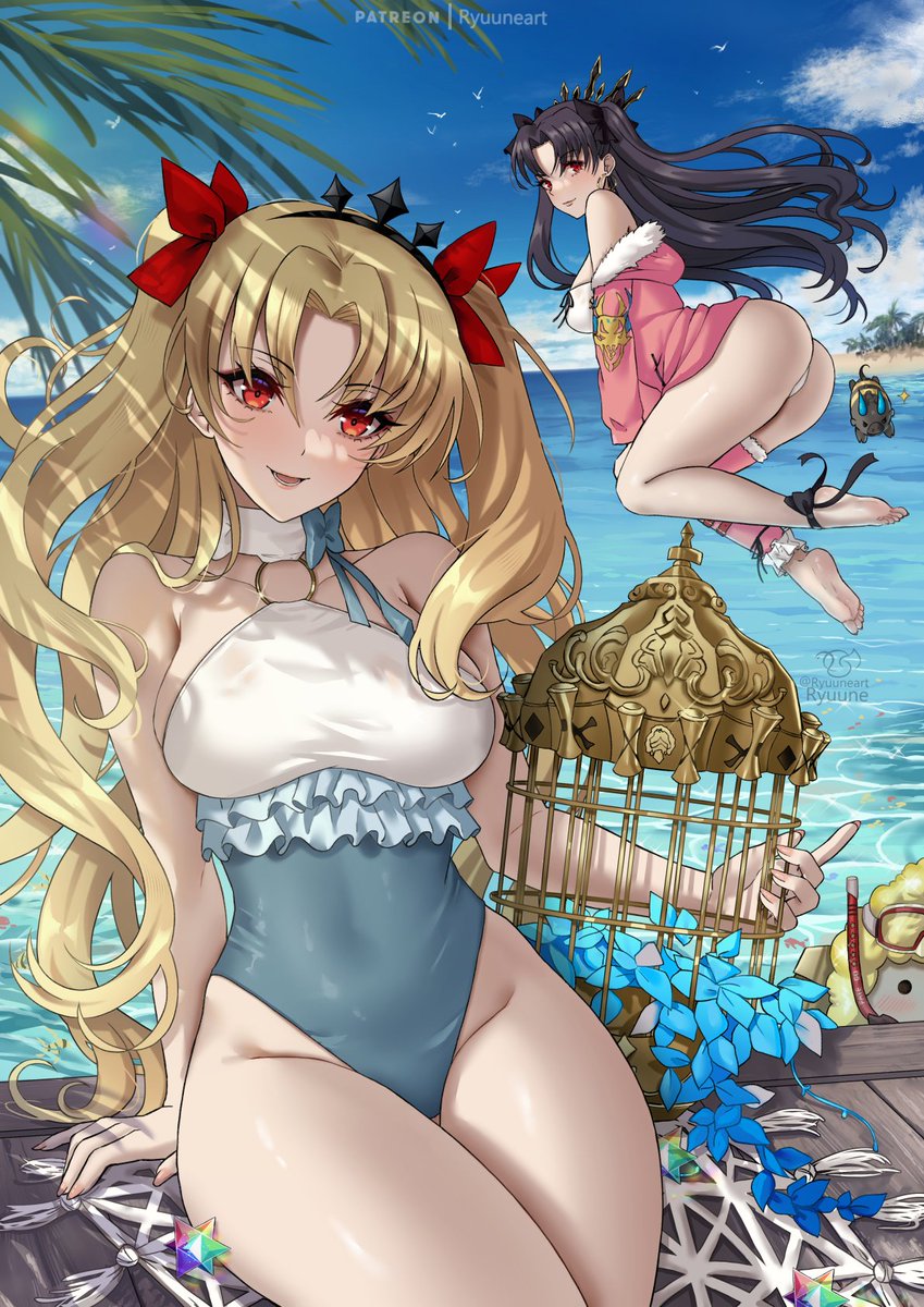 Beach day with Ereshkigal and Ishtar 🏖️
#FGO9周年 #FGO