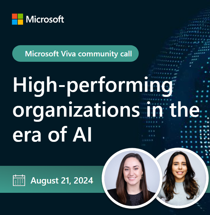 Join Caribay Garcia and Carolyn Kalafut from Microsoft's People Science team on August 21, 2024, 9:00AM PT to discover benefits for your people and business in the era of AI with Microsoft Viva. msft.it/6013loNoS