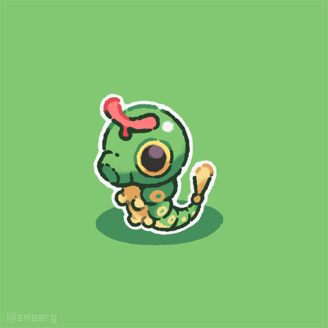 smearg's tweet photo. lil itty bitty caterpie 🐛🍃✨ https://t.co/fViWPwsmoj