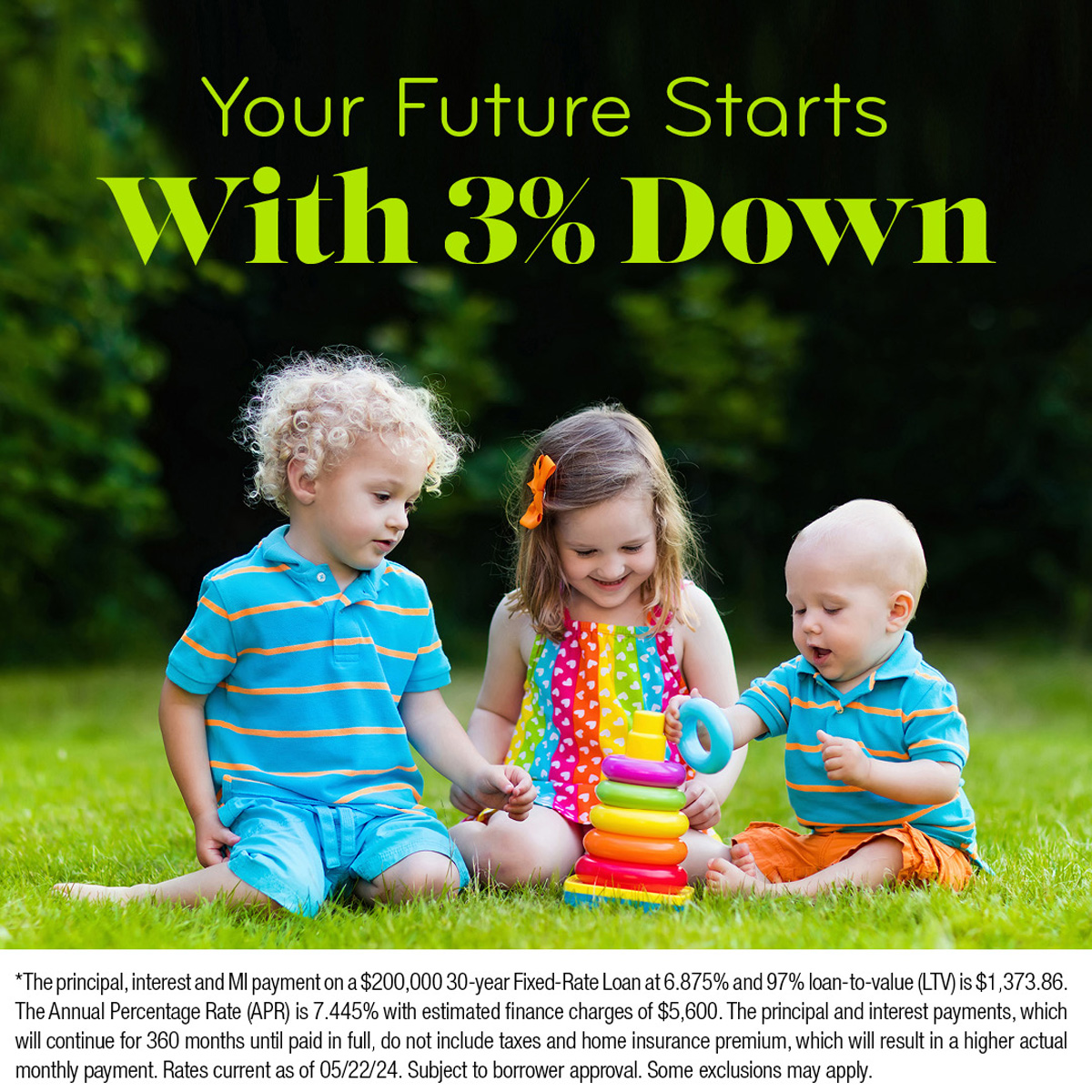 Homeownership is an investment in your future. And with just a 3% down payment, you can start building that future today. Let's take this important step together.