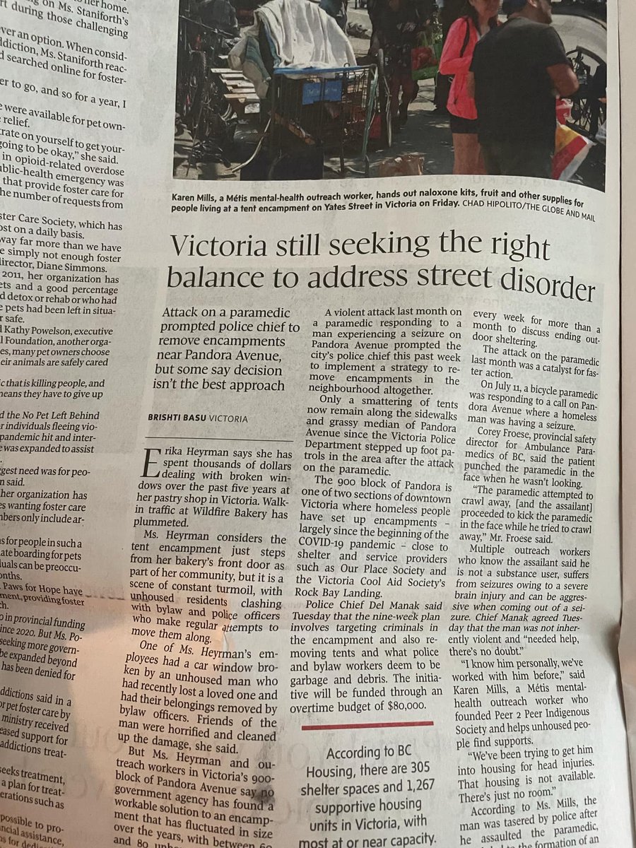 brish_ti's tweet image. A homeless man w/ a severe brain injury punched &amp;amp; kicked a paramedic, while coming out of a seizure. 

Outreach + police said man needed help &amp;amp; is not a violent person. But the incident prompted a homeless encampment removal plan by police in #yyj.

My first for @globeandmail: