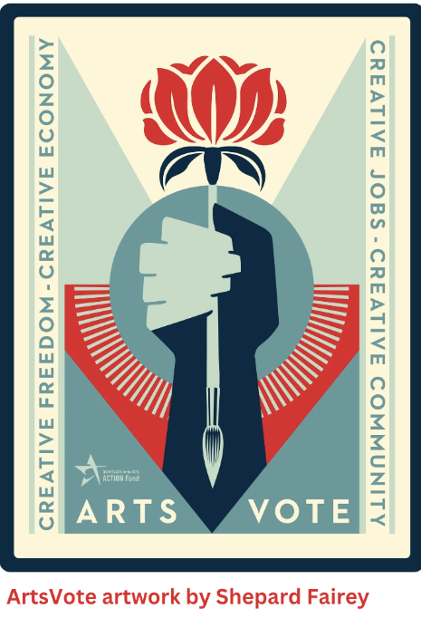 ArtsEdNJ's tweet photo. From our friends at the @artsactionfund. 

https://t.co/vrkJergzOo

"Join the ArtsVote 2024: Make Your Vote Count campaign to maximize voter turnout among artists and arts advocates."

Artwork by:  Shepard Fairey

#artsactionfund #artsednj #MakeYourVoteCount #ArtsEdNow https://t.co/yaYicXtaCJ