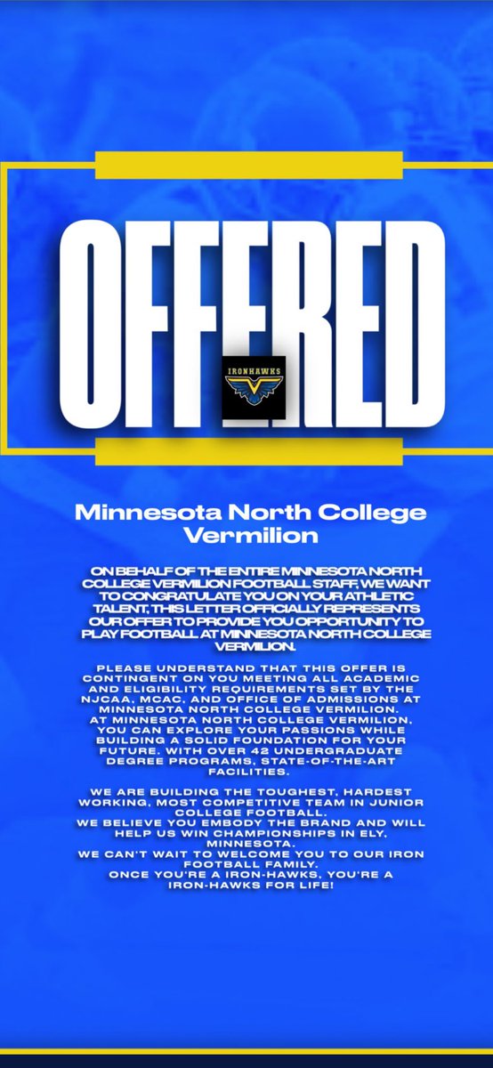 Uha Malekamu (@umalekamu50) on Twitter photo After a great conversation with <a href="/coachbusby22/">Coach Busby-Personal Page</a> I’m grateful to say I have a received my first offer to Minnesota North College vermilion ! #AG2G After a great conversation with <a href="/coachbusby22/">Coach Busby-Personal Page</a> I’m grateful to say I have a received my first offer to Minnesota North College vermilion ! #AG2G