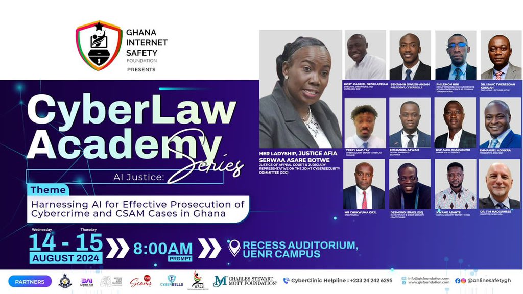 serbeh_anthony's tweet photo. How can AI revolutionize the fight against cybercrime? Find out at the CyberLaw Academy on August 14-15 at Recess Auditorium, UENR Campus. #CyberLawAcademy #CSAMGhana 
Make a date with us ! https://t.co/9PXoshiX9A