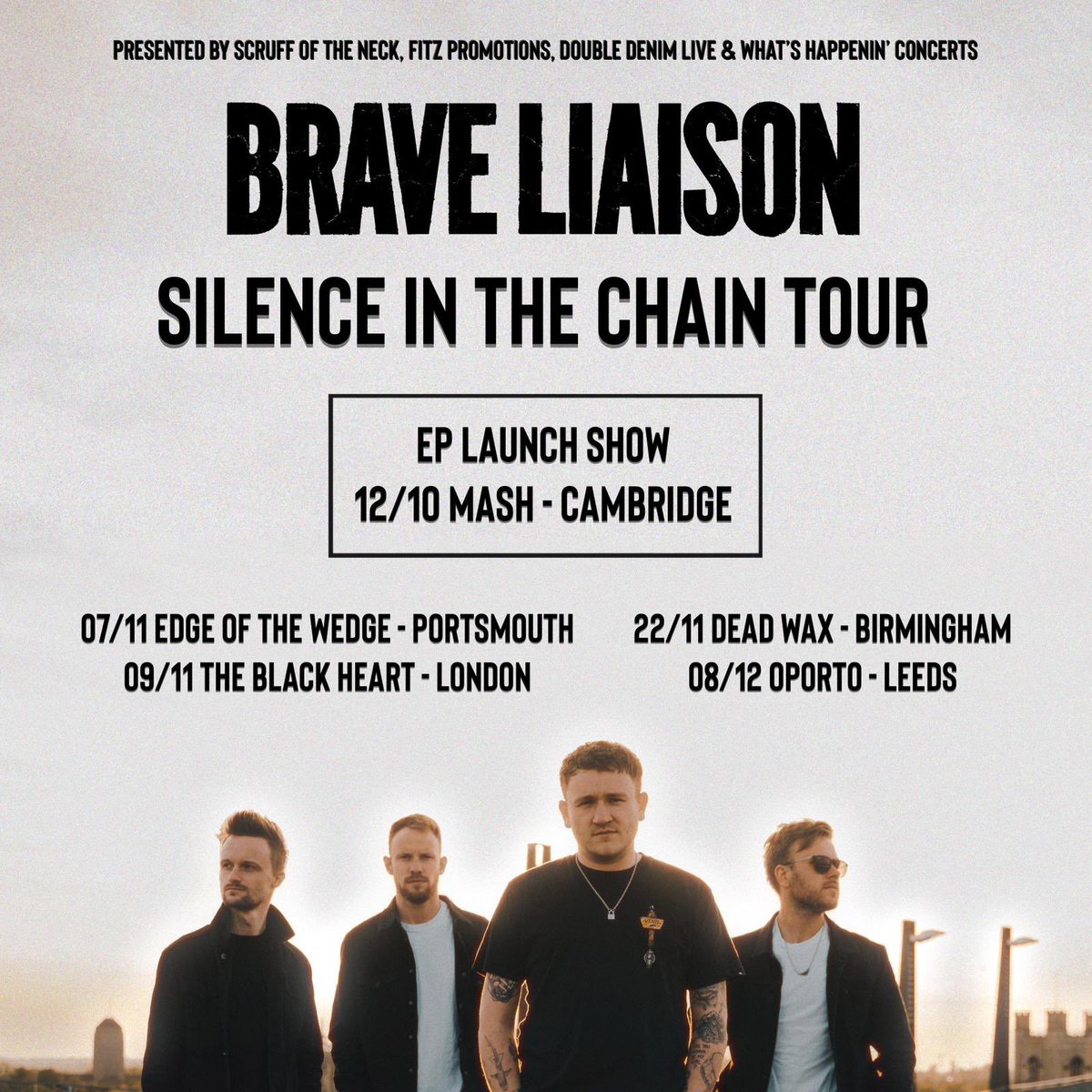 We’re pumped to announce our brand new EP ‘Silence in the Chain’ will be released globally on October 11th! 

In support of the EP we’re touring the U.K. to celebrate its release with you rowdy lot. Tickets go on sale tomorrow at 10am! 🚨

linktr.ee/braveliaison