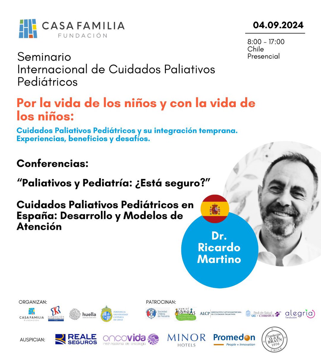 “Paliativos y Pediatría: ¿Estás seguro?” De esta aparente contradicción se hará cargo el Dr. Ricardo Martino, el próximo 4 de septiembre, en nuestro “Seminario Internacional de Cuidados Paliativos Pediátricos. Asegura tu cupo en: casafamilia.donando.cl/evento/3erSemi…