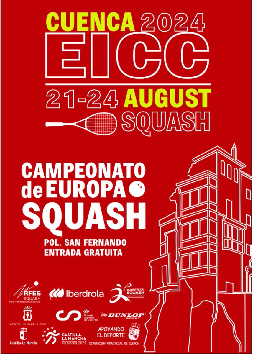Albertoarqtec's tweet photo. Un gran evento que tendremos la suerte de celebrarlo en #cuenca #squash

➡️día 21 de agosto a las 11.00 horas en la pista de cristal acto de apertura del evento, que tendrá una duración aproximada de 20 minutos.
 
➡️finales el día 24 a las 15.00 horas en la pista de cristal. https://t.co/QDwpxKjDq2