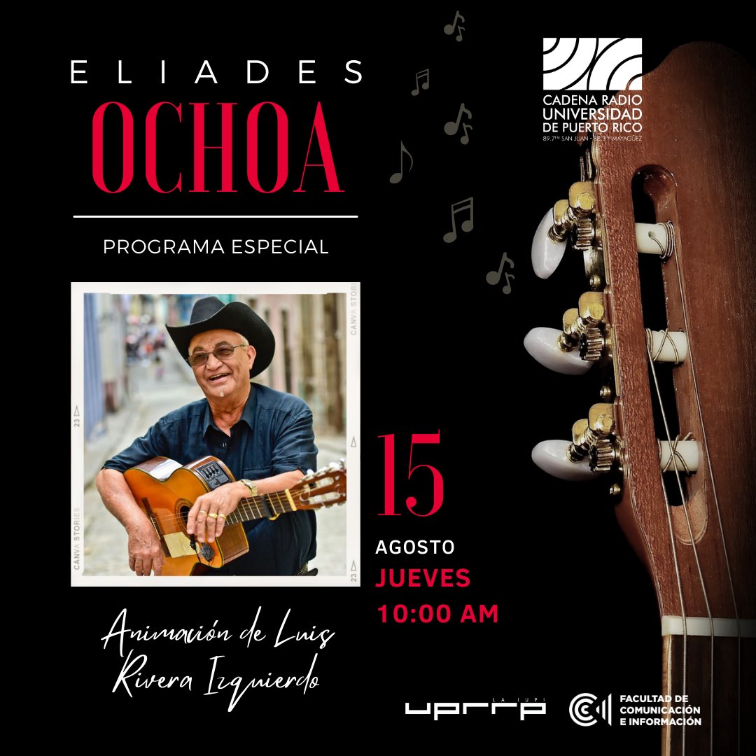 radioupr's tweet photo. 🎶 ¡Especial Eliades Ochoa este jueves a las 10 AM! Sintoniza Radio Universidad y disfruta de la leyenda del son cubano, exintegrante de Buena Vista Social Club, con la animación de Luis Rivera Izquierdo. 📻 #EliadesOchoa #RadioUniversidad https://t.co/ULAArMo2pI
