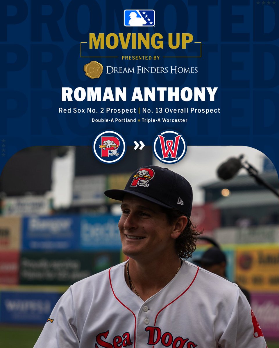 MiLB's tweet photo. Woo goes there?! 🙂

Marcelo Mayer, Roman Anthony and Kyle Teel, the top three #RedSox prospects, are headed to Triple-A @WooSox! https://t.co/IlkasXWvK1